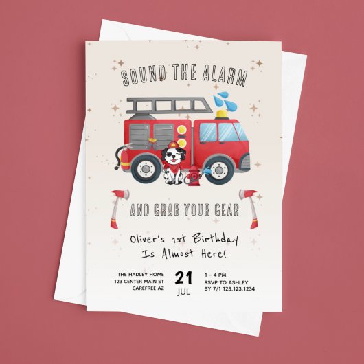 Invitation Son Alarm Fire Truck 1er anniversaire