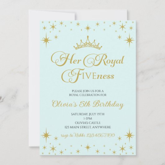 Invitation Son Altesse Fiveness Princesse d'Or 5e Anniversair (Devant)