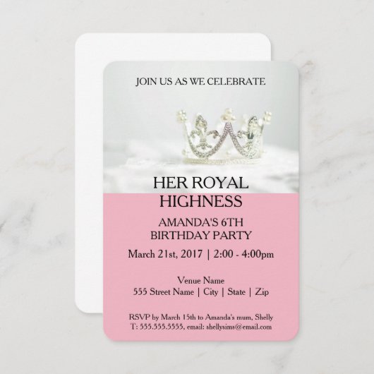 Invitation Son Altesse royale (Devant / Derrière)