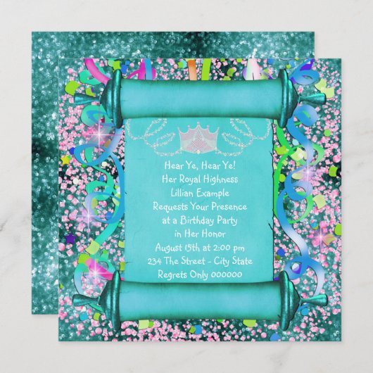 Invitation Son Altesse Royale la princesse (Devant / Derrière)