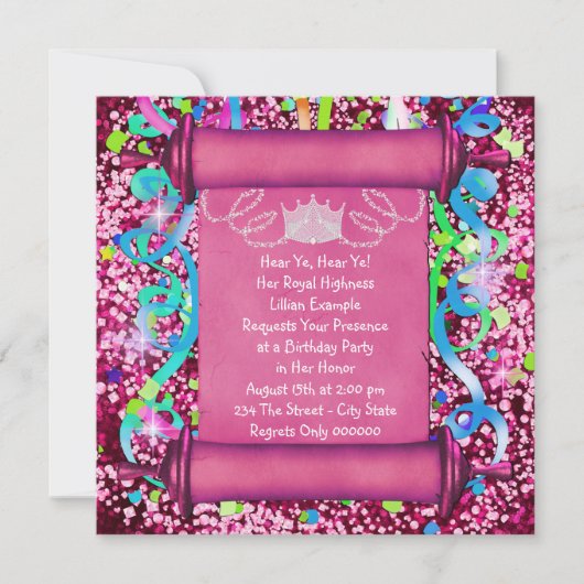 Invitation Son Altesse Royale la princesse (Devant)