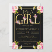 Invitation Son Aquarelle Fille Fleurit Le Baby shower Floral  (Devant)