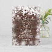 Invitation Son Baby shower en bois d'hiver à l'extérieur du f (Debout devant)