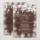 Invitation Son Baby shower en bois d'hiver à l'extérieur du f (Devant / Derrière)
