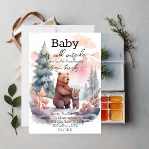 Invitation Son Baby shower Froid Hors Forêt D'Hiver Ours
