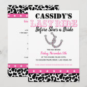 Invitation Son Dernier Ride Disco Cowgirl Bachelorette Itinér (Devant / Derrière)