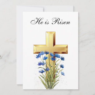Invitation Son est Ressuscité Aquarelle Pâques Corbeille de C