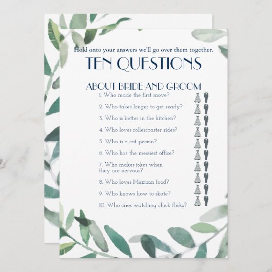 Invitation Son et ses dix questions jeu Mariage (Devant / Derrière)
