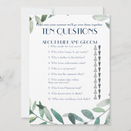 Invitation Son et ses dix questions jeu Mariage (Devant)