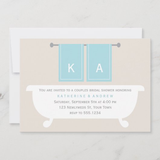 Invitation Son et ses serviettes Wedding shower de couples (Devant)