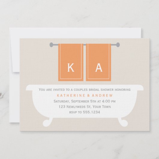 Invitation Son et sien Fête de la mariée de serviettes (Devant)