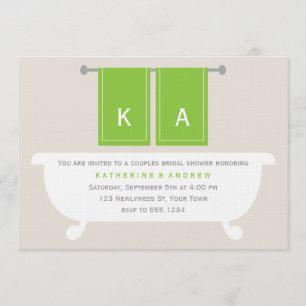 Invitation Son et sien Fête de la mariée de serviettes {vert}