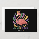 Invitation Son Flamant rose Mardi Gras Y'all (Devant / Derrière)