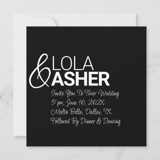 Invitation Son & Hers Bold et Light Names Mariage (Devant)