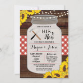 Invitation Son & Hers Couple's Shower Wood Rustic Red Invitat (Devant)