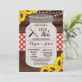 Invitation Son & Hers Couple's Shower Wood Rustic Red Invitat (Debout devant)