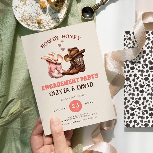 Invitation Son & Hers Cowboy Boots Western Engagement Party
