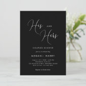 Invitation Son & Hers Simple Black Couple Douche nuptiale (Debout devant)