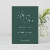 Invitation Son & Hers Simple Emerald Couple Douche nuptiale (Debout devant)