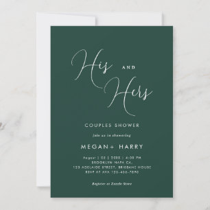 Invitation Son & Hers Simple Emerald Couple Douche nuptiale
