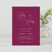 Invitation Son & Hers Simple Merlot Couple Douche nuptiale (Debout devant)