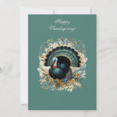 Invitation Son heure Turquie Thanksgiving Floral vert automne (Dos)