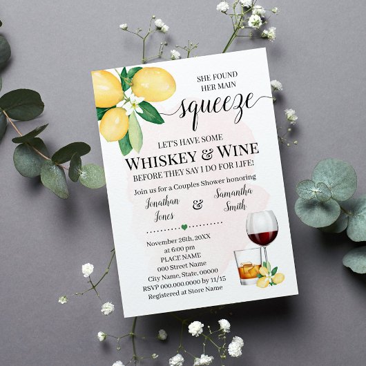 Invitation Son principal Squeeze Whiskey & Wine Pink Fête des