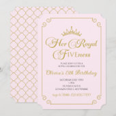 Invitation Son Royal Fiveness Princesse Or 5 ans (Devant / Derrière)