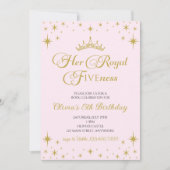 Invitation Son Royal Fiveness Princesse Or 5 ans (Devant)