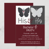 Invitation Son & Sa Soirée de Bachelorette Papillons (Devant / Derrière)