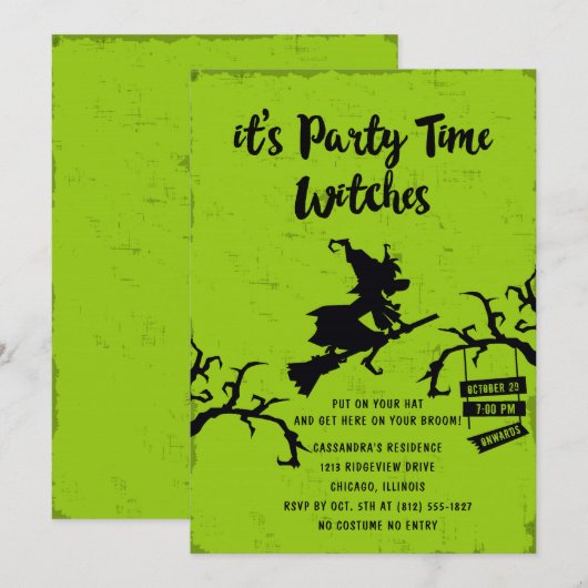 Invitation Son temps de fête sorcière l'Invitation du parti H (Devant / Derrière)