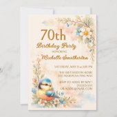 Invitation Songbird Spring Watercolor Floral 70th Birthday (Devant)