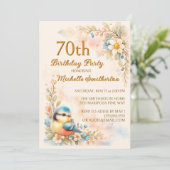 Invitation Songbird Spring Watercolor Floral 70th Birthday (Debout devant)