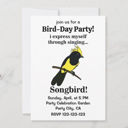 Invitation Songbird Tit Bird Funny Birdwatcher Anniversaire (Devant)