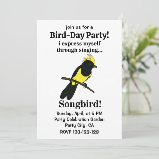 Invitation Songbird Tit Bird Funny Birdwatcher Anniversaire (Debout devant)