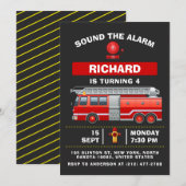 Invitation Sonne la sirène ! Enfants Fire Truck Funny Anniver (Devant / Derrière)