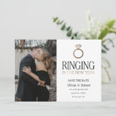 Invitation Sonnerie au Nouvel An Sauvez la Date avec Photo (Debout devant)