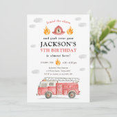 Invitation Sonnerie de Camion de Pompiers Fête d'anniversaire (Debout devant)