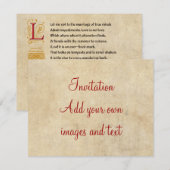 Invitation Sonnet 116 (CXVI) de Shakespeare sur Parchemin (Devant / Derrière)