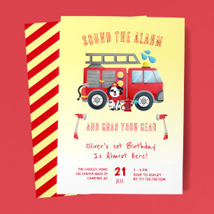 Invitation Sonnez l'Alarme Camion de Pompiers 1er Anniversair