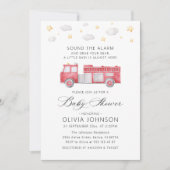 Invitation Sonnez le Baby shower de pompier du camion d'alarm (Devant)