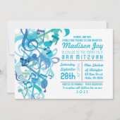 Invitation SONS DE L'Invitation Bat mitzvah TORAH Aqua (Devant)