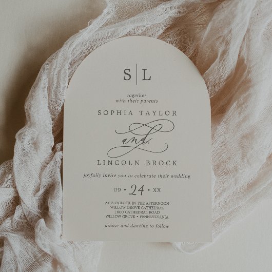Invitation SOPHIA Arc Beige Minimal Chic Mariage formel