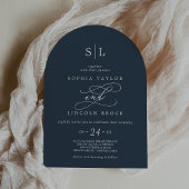 Invitation SOPHIA Arc Bleu foncé Monogramme Simple Mariage de