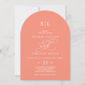Invitation SOPHIA Arch Bright Coral Peach Sunset Mariage (Devant)