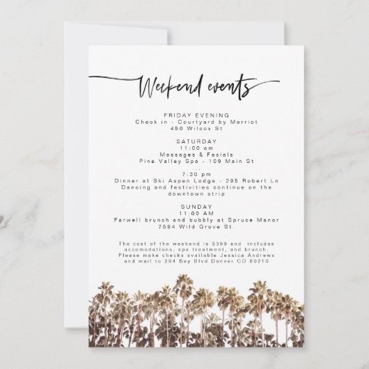 Invitation SOPHIA | Bachelorette Tropical Beach Palm Tree (Dos)