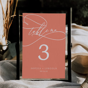 Invitation SOPHIA Bright Coral 5x7" Mariage Numéro de tableau