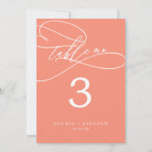 Invitation SOPHIA Bright Coral 5x7" Mariage Numéro de tableau (Dos)