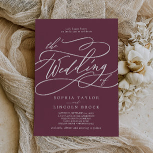 Invitation SOPHIA Dark Maroon Rouge Simple Fall Mariage moder