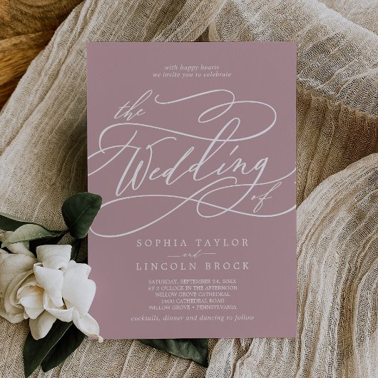Invitation SOPHIA Dusty Rose Mauve Simple moderne Boho Mariag